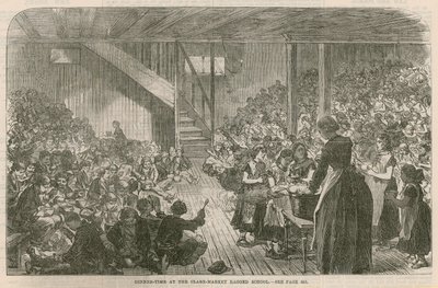 Dinner time at the Clare Market ragged School, Christmas 1869 by English School