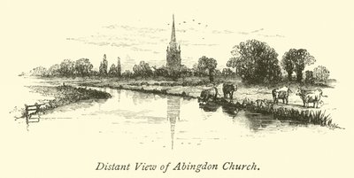 Distant View of Abingdon Church by English School