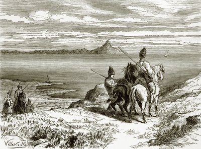 Distant View of Mount Athos by English School