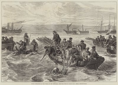 Diving Operations at the Wreck of the Vanguard, sketched from on Board HMS Amelia Despatch-Boat by English School