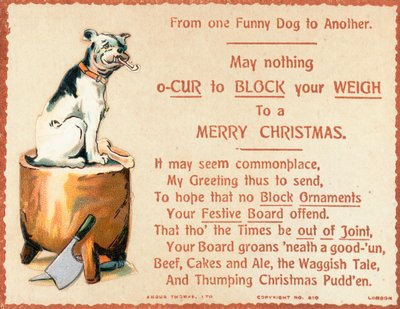 Dog Sitting on Chopping Block by English School