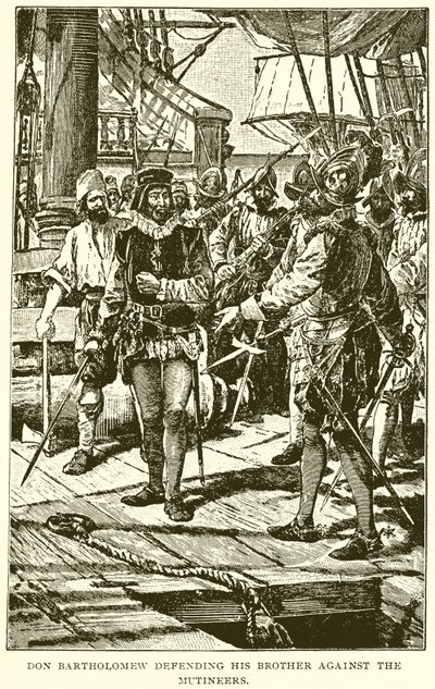 Don Bartholomew Defending His Brother Against the Mutineers by English School