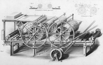 Double Cylinder Printing Machine from Cyclopaedia of Useful Arts & Manufactures, edited by Charles Tomlinson, c.1880s by English School