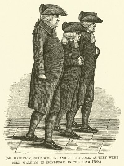 Dr Hamilton, John Wesley, and Joseph Cole Walking in Edinburgh, 1790 by English School
