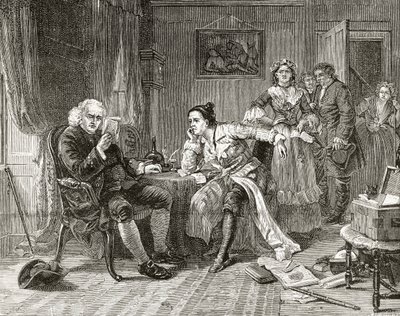 Dr Samuel Johnson reading the manuscript of 