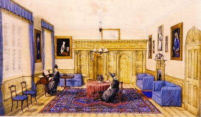 Drawing room interior of a country house, c.1830 by English School
