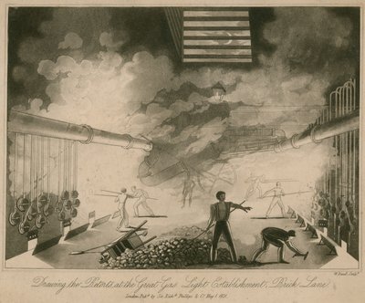 Drawing the Retorts at the Great Gas Light Establishment, Brick Lane, London by English School