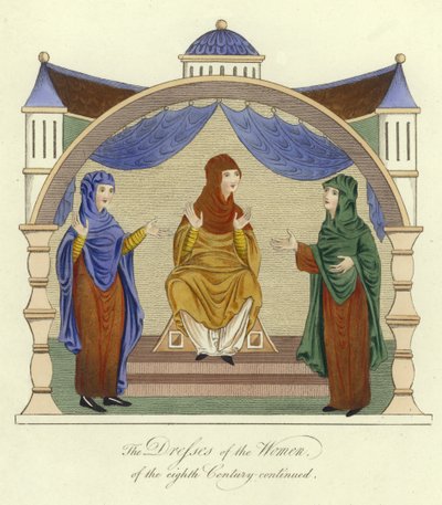 Dresses of the Anglo-Saxon Women of the 8th Century by English School