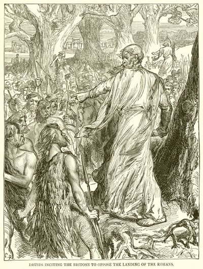 Druids Inciting the Britons to Oppose the Landing of the Romans by English School