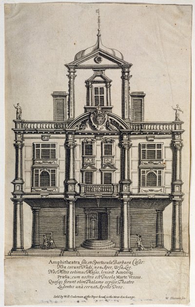 Dukes Theatre, Dorset Gardens, engraved by W. Sherwin, 1673 by English School