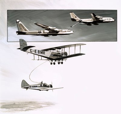 Early in-flight refuelling for a Handley Page W10 by English School