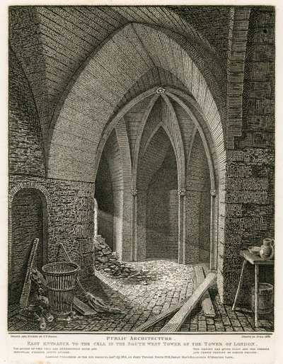 East Entrance to the Cell in the South West Tower of the Tower of London by English School