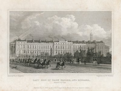 East side of Park Square, and Diorama, Regents Park by English School