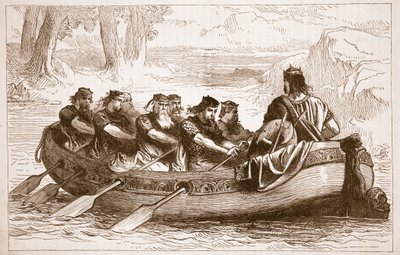 Edgar the Pacific being rowed down the River Dee by Eight Tributary Princes (Illustration from Cassell