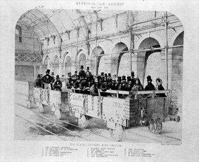 Edgware Road Station on the Inaugural Trip of the Metropolitan Railway, 24th May 1862 by English School