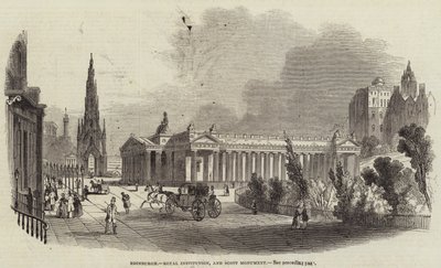 Edinburgh, Royal Institution, and Scott Monument by English School