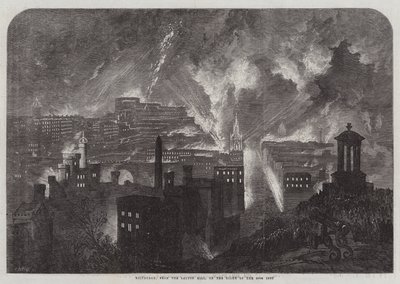 Edinburgh, from the Calton Hill, on the Night of the 10th Inst by English School