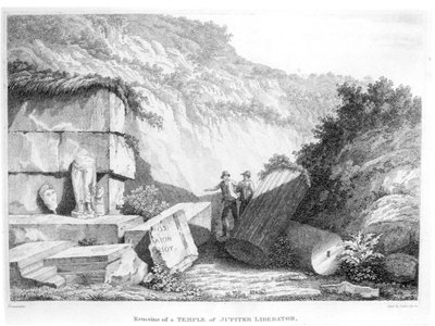 Edward Daniel Clarke visits the remains of the Temple of Jupiter Liberator at Troad, from Part 2 of Travels in Various Countries of Europe, Asia and Africa, published 1812 by English School