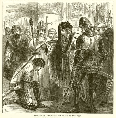 Edward III knighting the Black Prince, 1546 by English School