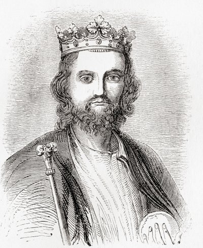 Edward II, aka Edward of Caernarfon, from Old England: A Pictorial Museum, published 1847 by English School