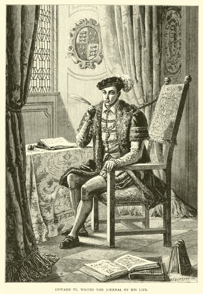 Edward VI writes the journal of his life by English School