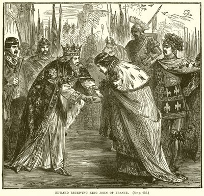 Edward receiving King John of France by English School