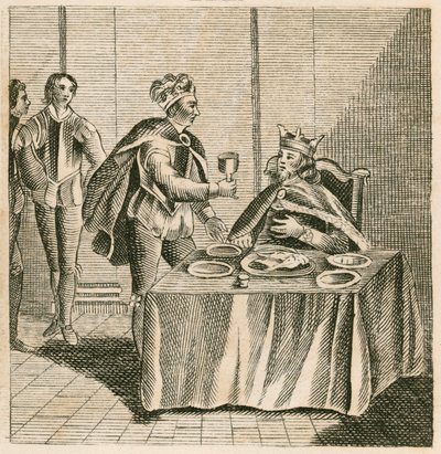 Edward, the Black Prince, waiting on his captive, King John II of France by English School
