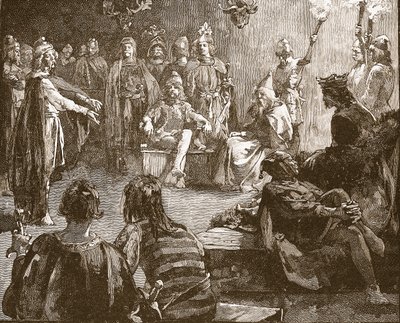 Edwin of Northumbria and Christian Missionaries, illustration from Cassell