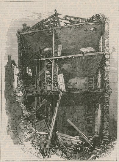 Effects of the Explosion at Clerkenwell: Interior of Houses in Corporation Lane by English School