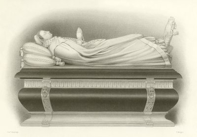 Effigy of Mary, Queen of Scots on her tomb in Westminster Abbey by English School