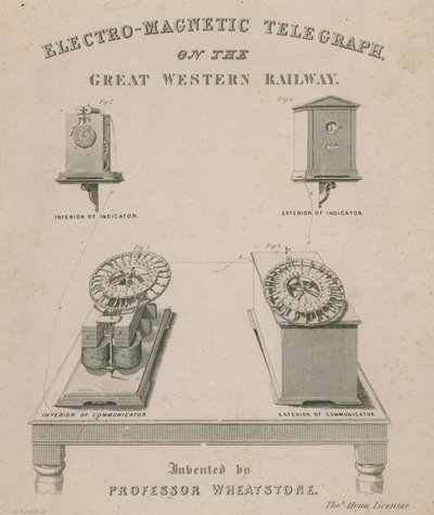 Electro-Magnetic Telegraph on the Great Western Railway. Invented by Professor Wheatstone by English School