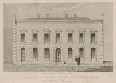 Elevation of the new London Missionary House, Blomfield Street, Finsbury by English School