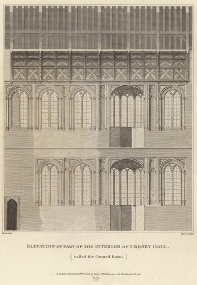 Elevations of Part of the Interior of Crosby Hall by English School