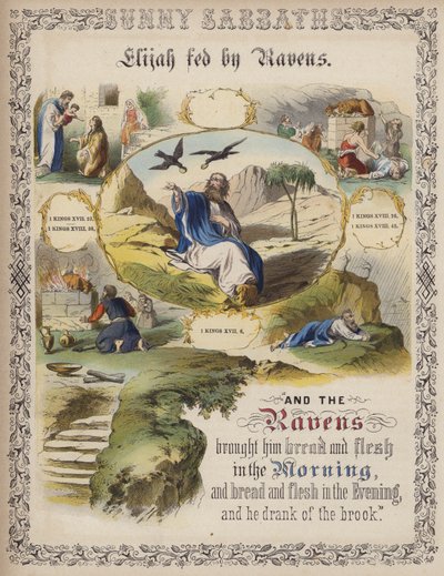 Elijah fed by ravens by English School