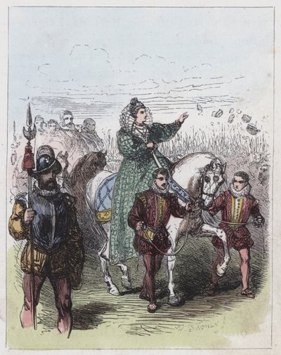 Elizabeth Reviewing the Troops at Tilbury by English School