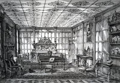 Elizabethan Dining Room, published in The House-Furnisher & Decorator, October 1 1872 by English School
