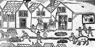 Elizabethan Street Scene, from A Book of Roxburghe Ballads by English School