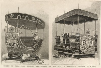 Empress of India: State Howdahs Manufactured for the Duke of Buckingham, Governor of Madras, from The Graphic, 3rd February 1877 by English School