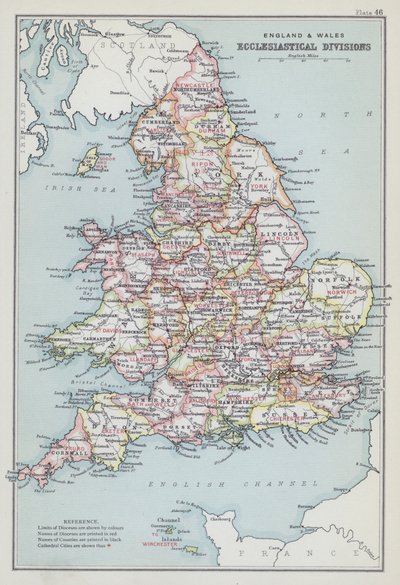 England and Wales, Ecclesiastical Divisions by English School