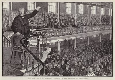 English Particular Baptist Preacher Charles Haddon Spurgeon Preaching at the Metropolitan Tabernacle, London by English School