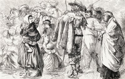 English Protestants being drowned by Irish Catholics during the Irish Rebellion of 1641, c.1865 by English School