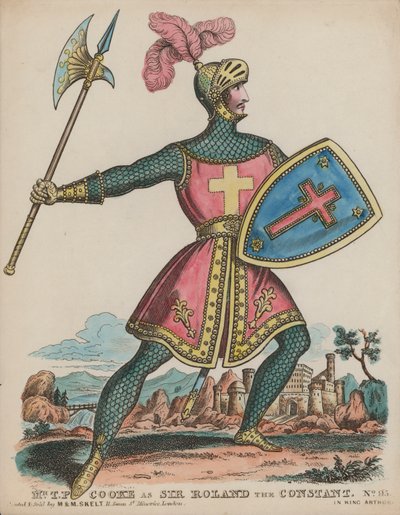 English actor Thomas Potter Cooke as Sir Roland the Constant in King Arthur by English School