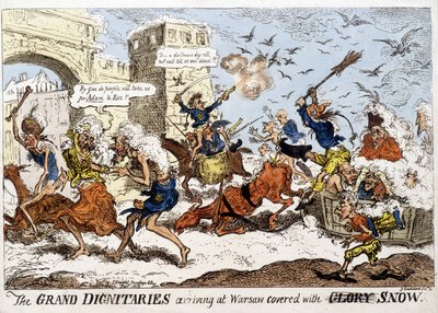 English Cartoon About the Arrival of the Napoleonic Army in Warsaw After the Russian Retreat in December 1812 by English School
