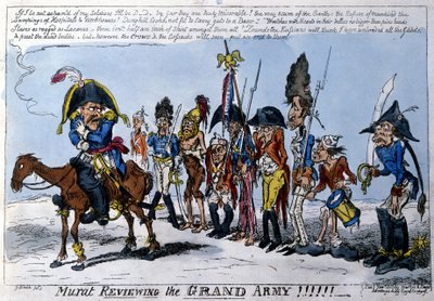 English cartoon depicting Joachim Murat (1767 - 1815), marshal of the Empire at the head of the Great Army. January 1813. by English School
