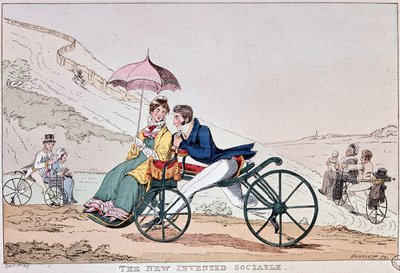 English Comedy Drawing on the Beginnings of the Bicycle by English School
