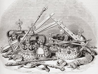English Regalia, from Old England: A Pictorial Museum, Published 1847 by English School