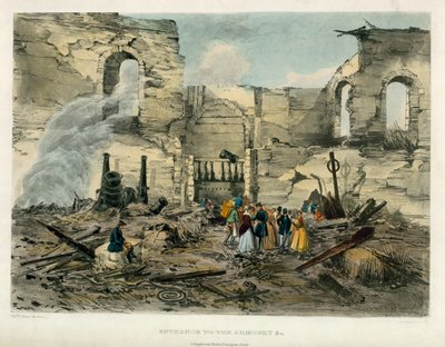 Entrance to the Armoury, Tower of London Fire, 1841 by English School