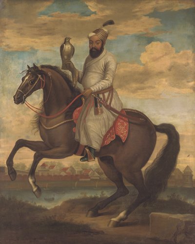Equestrian portrait of an Indian nobleman by English School