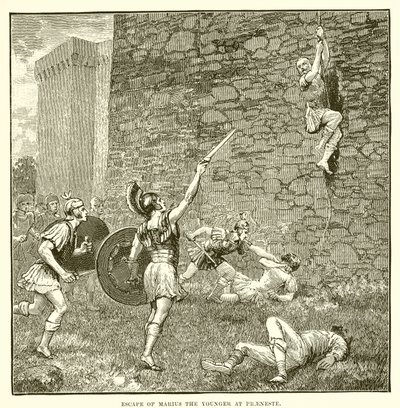 Escape of Marius the younger at Praeneste by English School