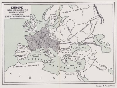 Europe, in the Beginning of the Ninth Century Showing the Empire of Charlemagne by English School